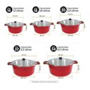 Ver imagem 2 de Conjunto De Panelas Caçarolas Cava 5 Peças Tampa De Vidro Vermelha