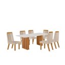 Ver imagem 2 de Conjunto Sala de Jantar Mesa Imperatriz 1,80x0,90 com 06 Cadeiras Florença Yescasa Castanho/Creme
