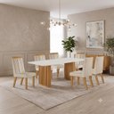Ver imagem 1 de Conjunto Sala de Jantar Mesa Imperatriz 1,80x0,90 com 06 Cadeiras Florença Yescasa Castanho/Creme