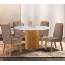 Ver imagem 1 de Conjunto de Jantar Mesa Dara 1,10 x 1,10 Tampo MDF/Vidro com 4 Cadeiras Catar Marrom/Castanho Cinamomo/Capuccino/Off White