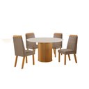 Ver imagem 2 de Conjunto de Jantar Mesa Dara 1,10 x 1,10 Tampo MDF/Vidro com 4 Cadeiras Catar Marrom/Castanho Cinamomo/Capuccino/Off White