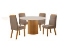 Ver imagem 2 de Conjunto de Jantar Mesa Dara 1,10 x 1,10 Tampo MDF/Vidro com 4 Cadeiras Catar Marrom/Castanho Cinamomo/Capuccino/Off White