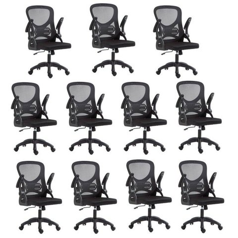 Kit com 10 Cadeira Escritório Diretor Office Columbus com Tela Mesh Preto Rivatti