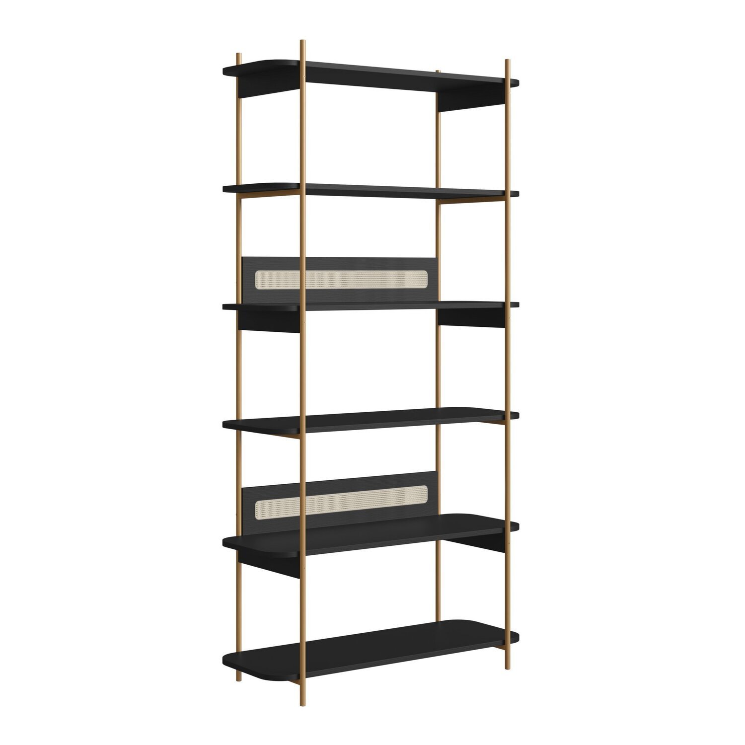 Estante 180 Cm 6 Prateleiras Palhinha Pé Metal Dourado Nero - 5