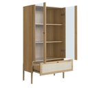 Ver imagem 4 de Cristaleira 2 Portas Vidro 1 Gaveta 83cm Palhinha Pé Madeira