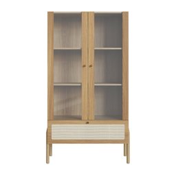Cristaleira 2 Portas Vidro 1 Gaveta 83cm Palhinha Pé Madeira - 2
