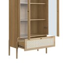 Ver imagem 6 de Cristaleira 2 Portas Vidro 1 Gaveta 83cm Palhinha Pé Madeira