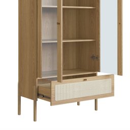 Cristaleira 2 Portas Vidro 1 Gaveta 83cm Palhinha Pé Madeira - 6