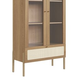 Cristaleira 2 Portas Vidro 1 Gaveta 83cm Palhinha Pé Madeira - 5