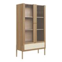 Ver imagem 3 de Cristaleira 2 Portas Vidro 1 Gaveta 83cm Palhinha Pé Madeira