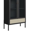 Ver imagem 4 de Cristaleira 2 Portas Vidro 1 Gaveta 83cm Palhinha Pé Madeira Preto/Nero
