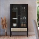Ver imagem 1 de Cristaleira 2 Portas Vidro 1 Gaveta 83cm Palhinha Pé Madeira Preto/Nero