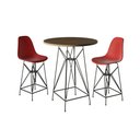 Ver imagem 1 de Jogo Mesa Bistrô Eames Tampo Amêndoa 60Cm 2 Banquetas Vermelha Base Ferro Preto - Cor: Amendoa