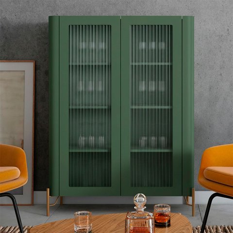 Cristaleira Mdf Vidro Canelado L98,5 X A134cm