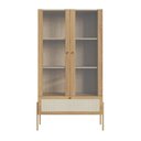 Ver imagem 2 de Cristaleira 2 Portas Vidro 1 Gaveta 83cm Palhinha Pé Metal Bege/Hanover/Dourado