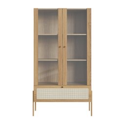 Cristaleira 2 Portas Vidro 1 Gaveta 83cm Palhinha Pé Metal - 2