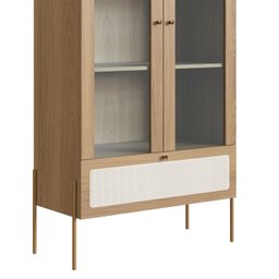 Cristaleira 2 Portas Vidro 1 Gaveta 83cm Palhinha Pé Metal - 6