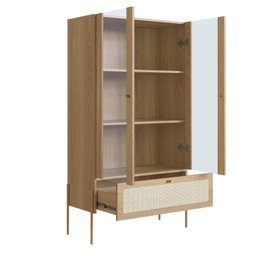 Cristaleira 2 Portas Vidro 1 Gaveta 83cm Palhinha Pé Metal - 4