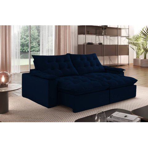 Sofá Retrátil e Reclinável Liberty 2,40m Pillow com 18cm Fibra Siliconada - Movenzo Estofados