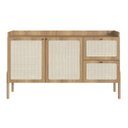 Ver imagem 3 de Balcão Buffet 2 Portas 2 Gavetas 139cm Palhinha Pé Madeira Marrom/Hanover