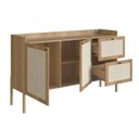 Ver imagem 4 de Balcão Buffet 2 Portas 2 Gavetas 139cm Palhinha Pé Madeira Marrom/Hanover