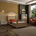 Ver imagem 3 de Cama Solteiro Evolutiva Wave Juvenil em Rattan com LED Casatema MadeiraOriginals Bege/Marrom/Branco