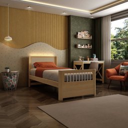 Cama Solteiro Wave Juvenil  Reversivel em Rattan com Led Casatema - 11