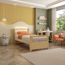 Cama Solteiro Wave Juvenil  Reversivel em Rattan com Led Casatema - 2