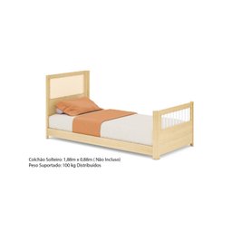 Cama Solteiro Wave Juvenil  Reversivel em Rattan com Led Casatema - 10