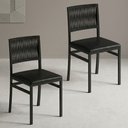 Ver imagem 1 de Kit 2 Cadeiras de Jantar Estofadas Barcelona com Braço Preto