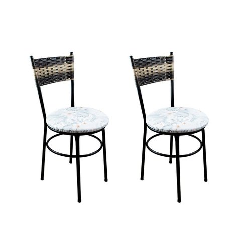 2 Cadeiras Pretas para Cozinha Viena Cappuccino Premium:Floral Gelo