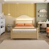 Cama Casal Wave Juvenil Reversivel em Rattan com Led Casatema MadeiraOriginals - 11