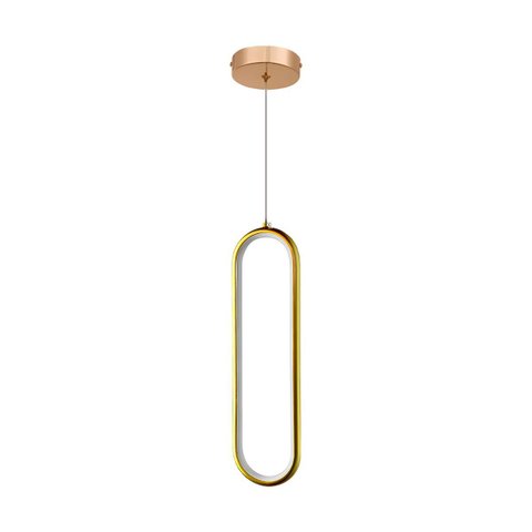 Pendente Oval Slim Dourado Led Branco Quente 3000k 18w Bivolt