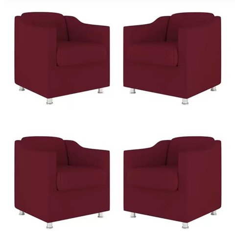 Kit 4 Poltronas Decorativa Tilla Suede Marsala - Twdecora