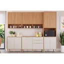 Ver imagem 1 de Kit Cozinha Modulada 5 Peças Divina 2 Aéreos + 2 Balcões + 1 Paneleiro Cz001 Freijó Off White