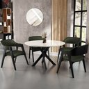 Ver imagem 2 de Kit 2 Cadeiras Sala de Jantar Estar Living Estofada Suran L02 Preto Couríssimo Verde Musgo - Lyam de