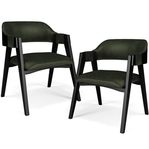 Kit 2 Cadeiras Sala de Jantar Estar Living Estofada Suran L02 Preto Couríssimo Verde Musgo - Lyam de