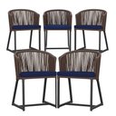 Ver imagem 1 de 5 Cadeiras de Jantar Noronha Preta Corda Náutica E10 Trama Marrom