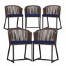 5 Cadeiras de Jantar Noronha Preta Corda Náutica E10 Trama Marrom - 1