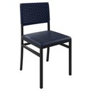 Ver imagem 3 de Kit 2 Cadeiras de Jantar Estofadas Encosto em Corda Náutica Madri Azul Preto/Azul