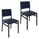 Ver imagem 2 de Kit 2 Cadeiras de Jantar Estofadas Encosto em Corda Náutica Madri Azul Preto/Azul