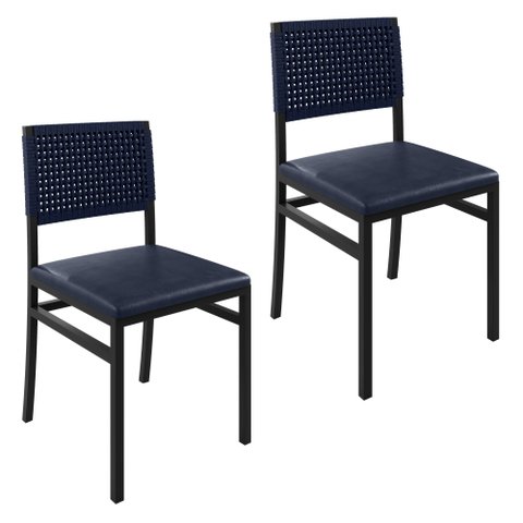 Kit 2 Cadeiras para Sala de Jantar com Encosto em Corda Náutica Madri