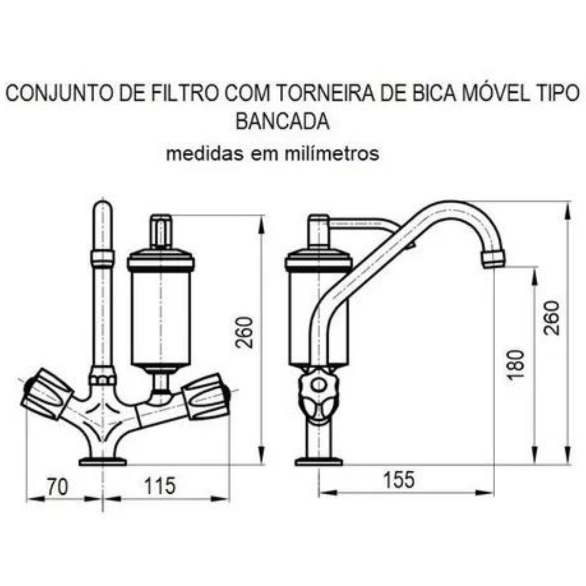 2141 C82 Torneira Gourmet com Filtro Bica Móvel e Tubo Flexível Cromado com Arejador Chuveirinho Par - 7