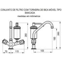 Ver imagem 7 de 2141 C82 Torneira Gourmet com Filtro Bica Móvel e Tubo Flexível Cromado com Arejador Chuveirinho Par