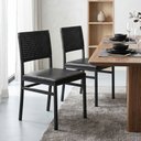Ver imagem 1 de Kit 2 Cadeiras de Jantar Estofadas Estilo Rattan Corino e Aço Madri Preto