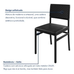 Kit com 02 Cadeiras para Sala de Jantar Madri - 4