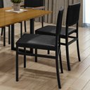 Ver imagem 2 de Kit 2 Cadeiras de Jantar Estofadas Madri Aço Courino Rattan Preto