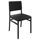 Ver imagem 4 de Kit 2 Cadeiras de Jantar Estofadas Estilo Rattan Corino e Aço Madri Preto