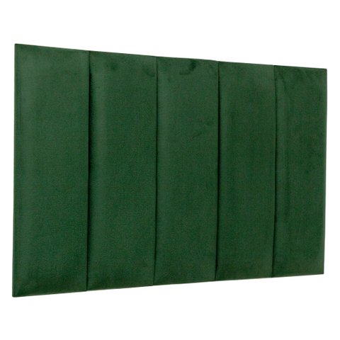Cabeceira Solteiro Veludo Verde Placa Modulada Estofada Ripada Adesiva