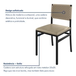 Kit com 02 Cadeiras para Sala de Jantar Madri - 4
